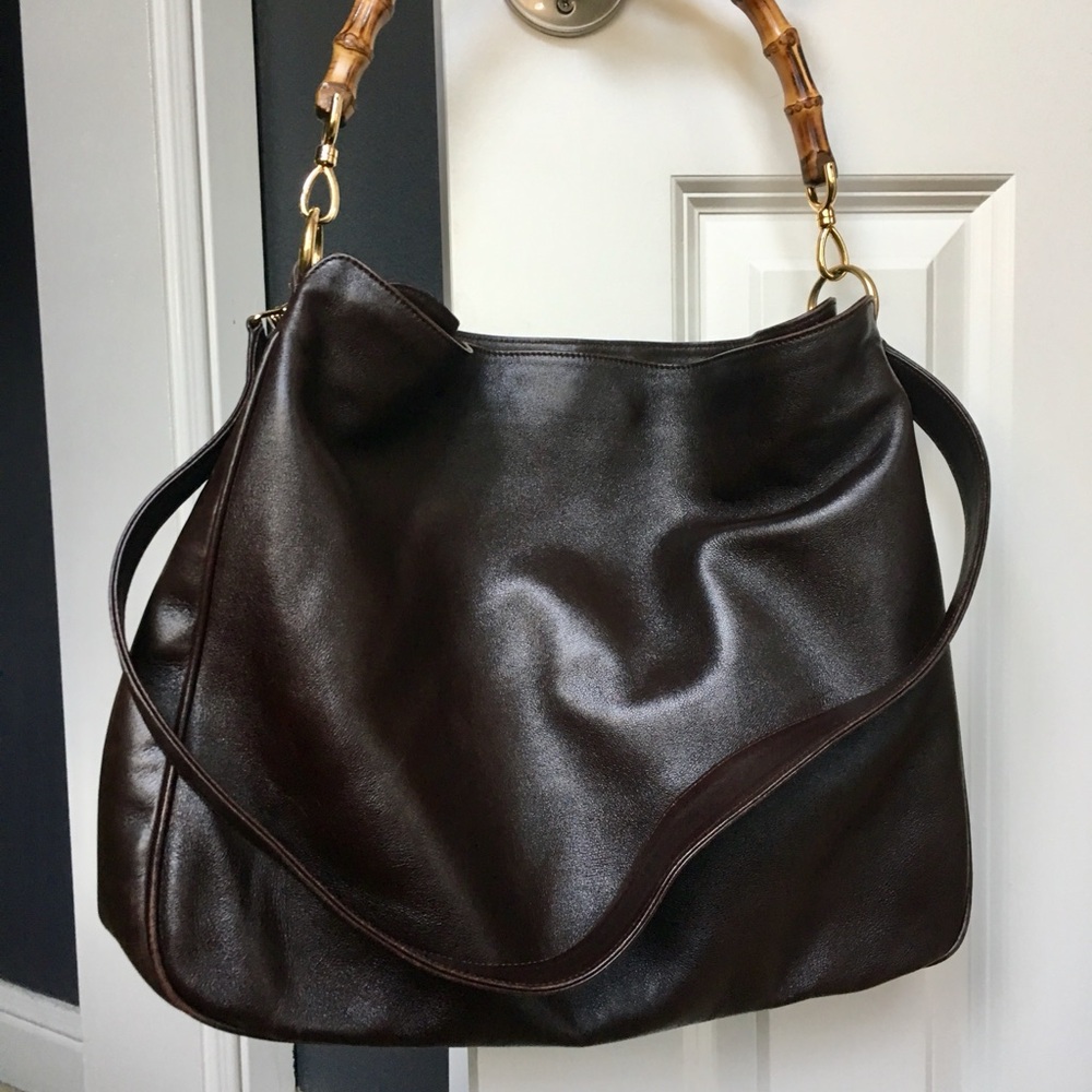 Chic Dark Brown Leather Shoulder Bag